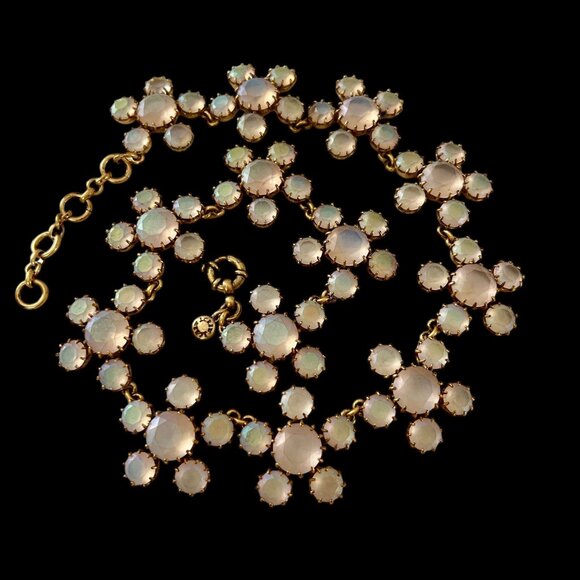 J. Crew Gold-Tone Iridescent White Opalescent Stones Statement Necklace Rare - Picture 11 of 11